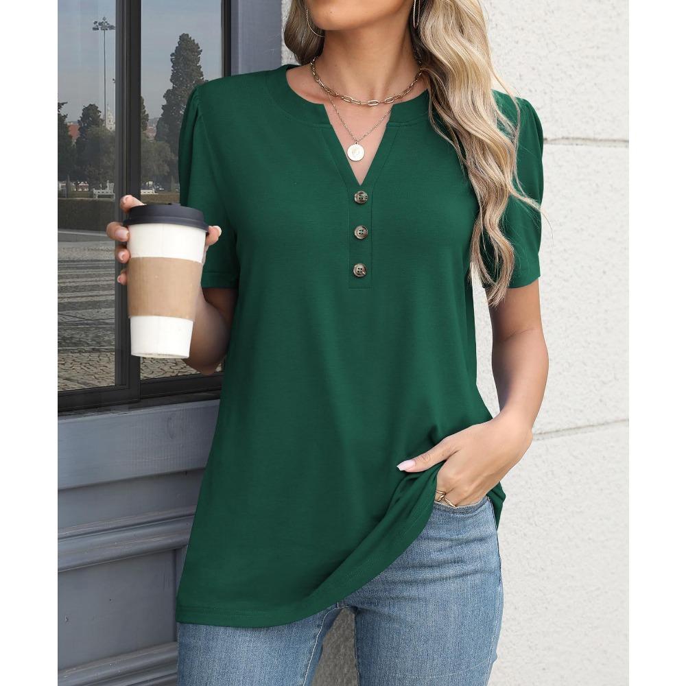 Damski Letni Nowy Wielokolorowy Wszechstronny Top Jednolity Kolor Skręcana Klamra Modny T-shirt z Krótkim Rękawem