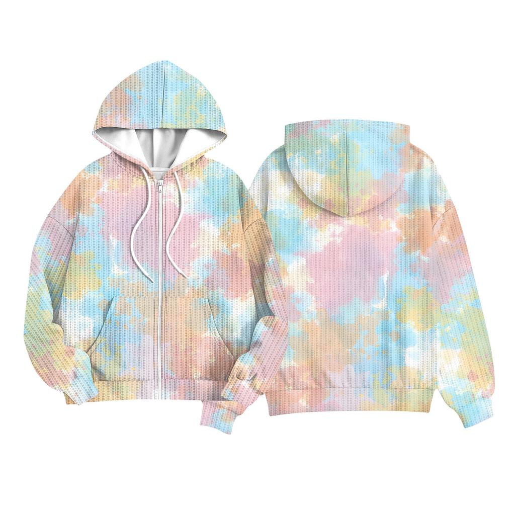 Children Girls And Boys Fashion Jacket Casual Printed Long-sleeved Hooded Cardigan Sweatshirts