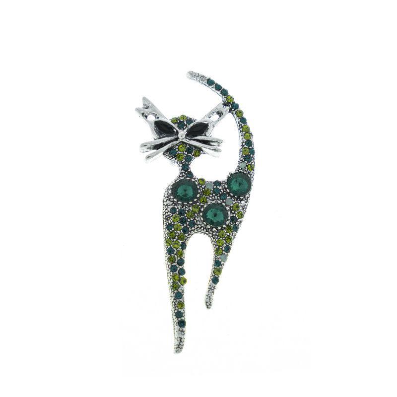European & American Retro Kitten Rhinestone Brooch with Exquisite Inlaid Diamonds