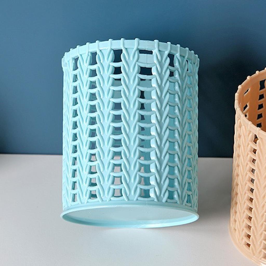 Stifthalter mit Hohlmuster, große Kapazität, Rattan-Stil, Schreibtisch-Aufbewahrungsbox für Studenten, blau