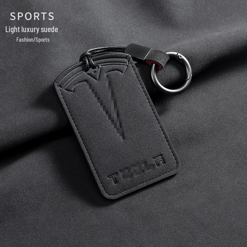 Tesla Key Card Holder for Model 3/Y - Stylish Suede Bag for Men and Women
