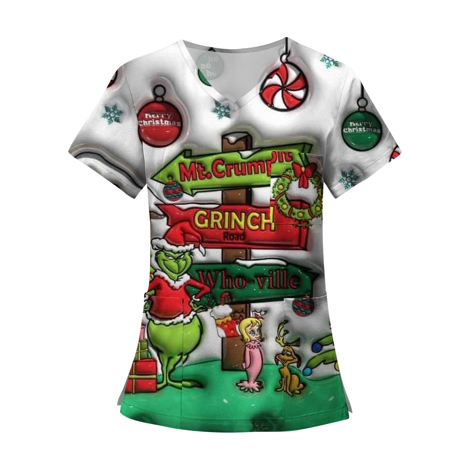 

Женские модные топы с короткими рукавами и V-образным вырезом с принтом, рабочие футболки с карманами XXXXXL