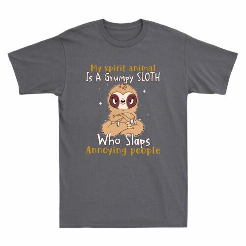 My Spirit Animal Is A Grumpy Sloth Who Slaps Annoying People Funny Men s T-Shirt XXXXL