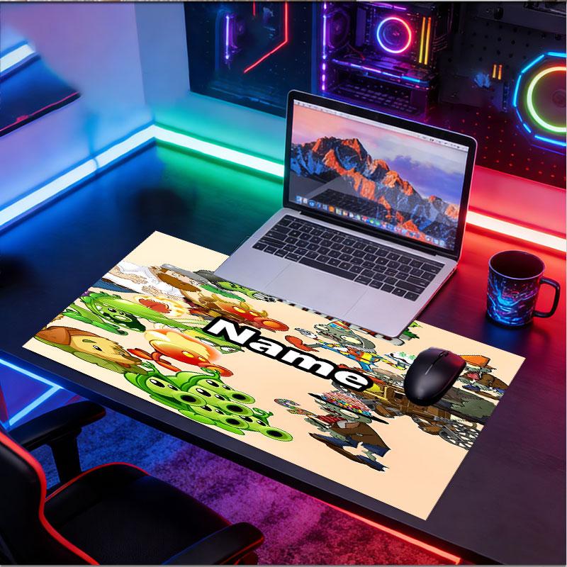 Custom Name Personalized Plants Vs. Zombies Pattern Mousepad, Laptop PC Desk Mat, Decorative Desk Mat for Home Keyboard Pad Gift