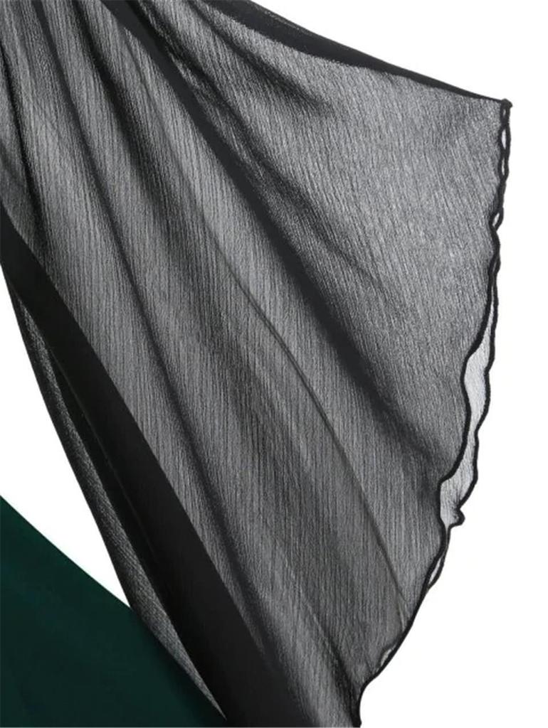 Gothic-Style Halloween Witch Dress with Swing Sleeves & Irregular Splicing