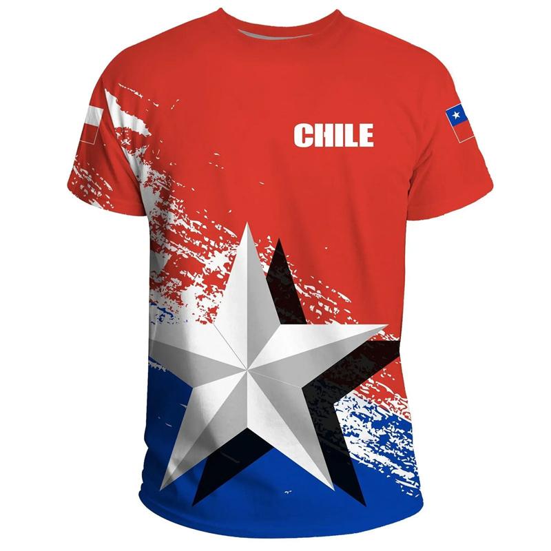 Chile 3D Printing T Shirt Man Summer O-Neck Short Sleeve Oversized Top Casual
