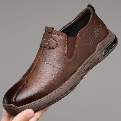 Leather Shoes Men's Spring New Versatile Trend Casual Shoes Men's Non-slip Middle-aged Chef Shoes Driving Shoes