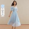 INMAN French Tie-Waist Puff Sleeve Ramie Cotton Dress