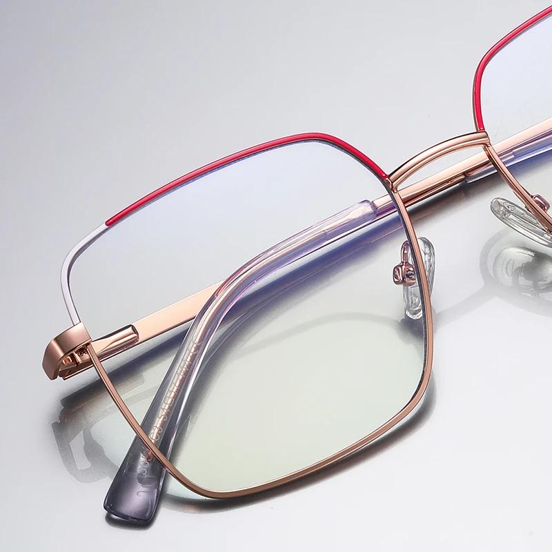 Red Rose Gold Square Prescription Glasses Anti Blue Light Photochromic Myopia Hyperopia Progressive Optical Eyeglasses
