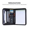 A4 PU Leather Multifunctional Professional Business Zippered Portfolio Padfolio Folder Document Case Organizer with Calculator
