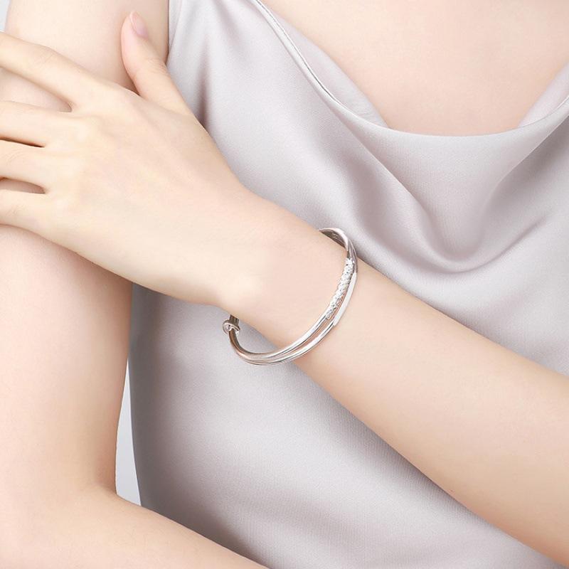Zuyin 9999 Silk Peacock Bracelet, Pure Silver Bracelet, Light Luxury Double Layer 5201314 Valentine's Day Confession, Sending Girlfriend
