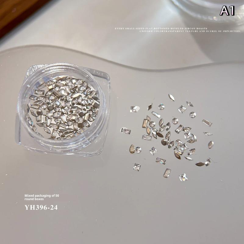 Mixed Zircon Nail Rhinestones Shiny Nail Diamond Flat Nail Gems Glass Stones Nails Decoration Nail Charm Diy Manicure Art