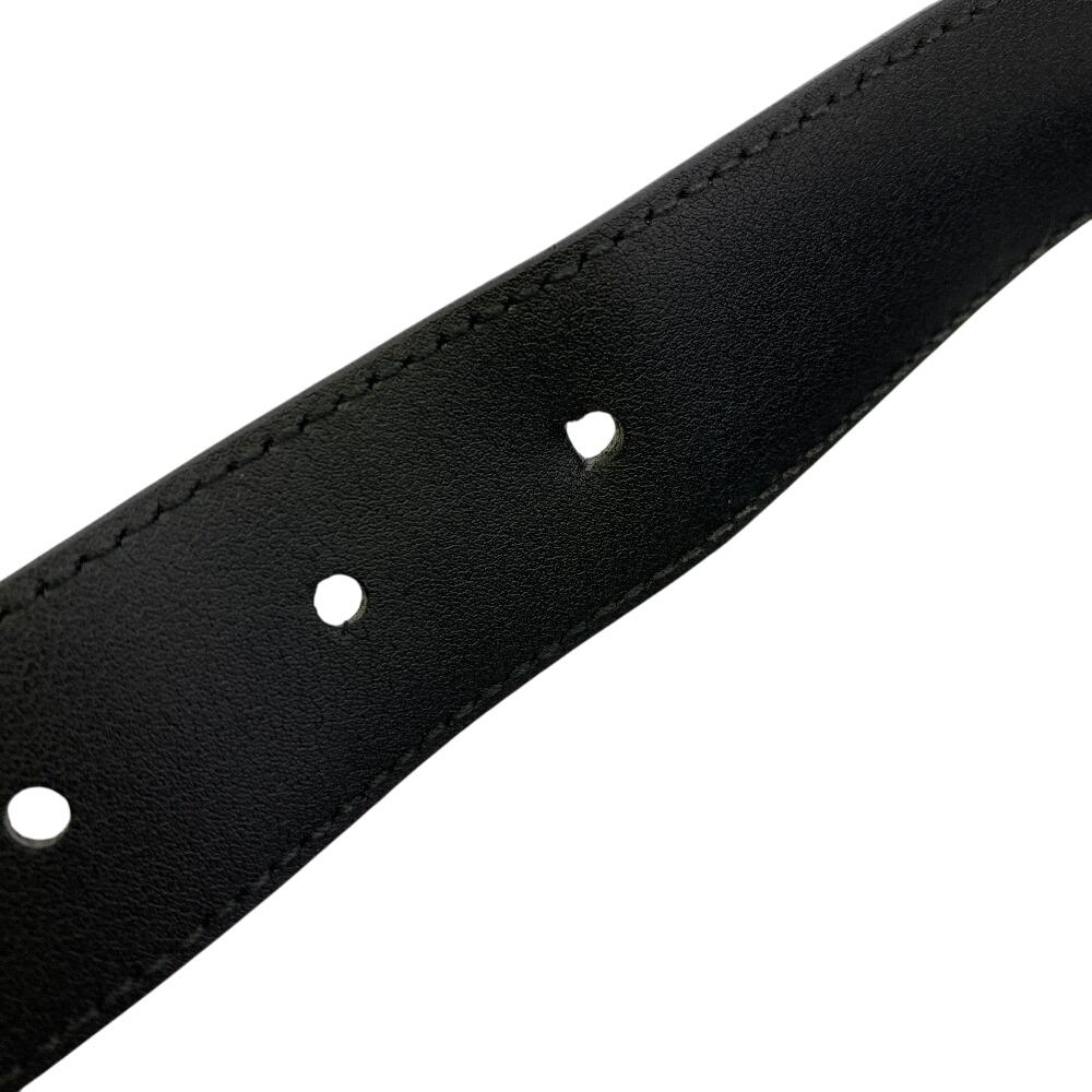 GUCCI 510309 leather CAOON belt black leather unisex Used