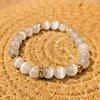 Handmade Natural White Cat's Eye Stone Bracelet, Elegant and Pure White Ideal Gift for Family Loved Ones Suitable for Daily Travel Wedding Wear