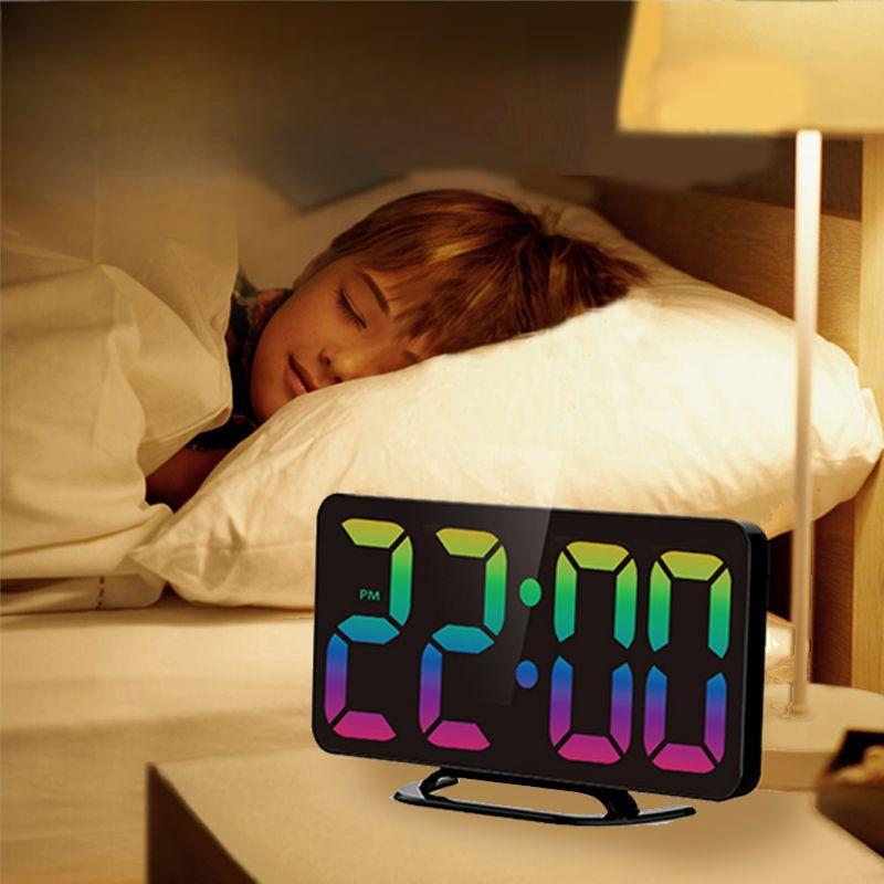 Colorful Children's Alarm Clock LED Large Font Display Electronic Clock Student Digital Alarm Clock