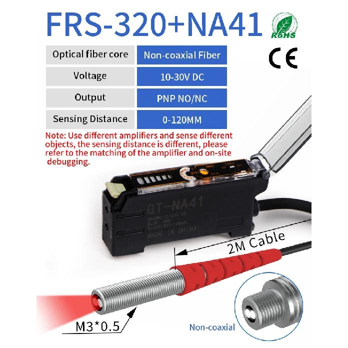 GTRIC Fiber Optic Sensor Amplifier,10-30V DC 3-wire PNP NO/NC NA41 ,Coaxial Non-coaxial Diffusion Optical,Photoelectric Sensor