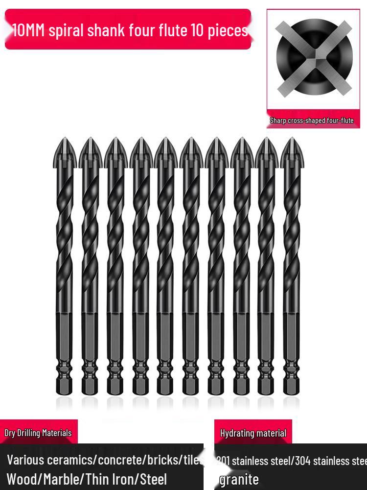 6mm All-In-One Tile and Concrete Drill Bit - Four-Flute Alloy Triangle for Glass and Cement