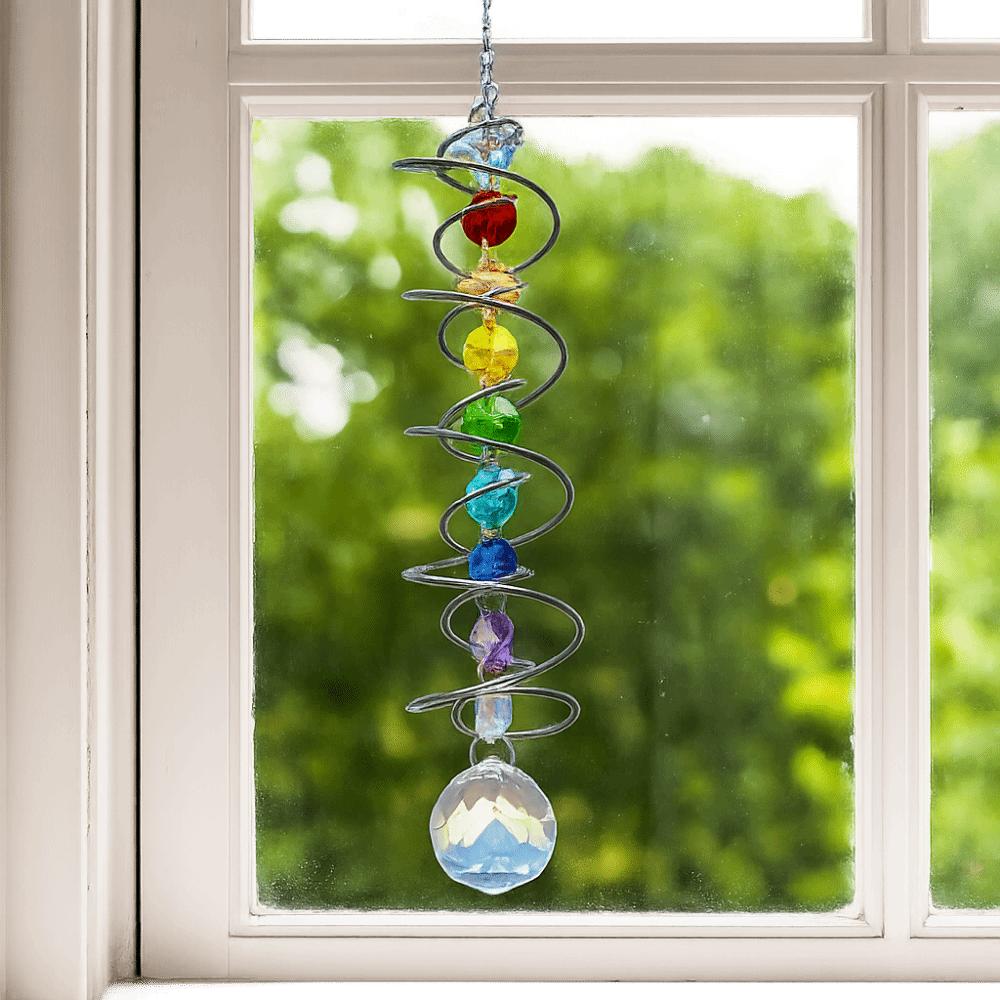 Creative 3D Crystal Rotate Sun Catcher Colorful Hangings Sun Catcher Wind Chime Decorative Spinner Gazing Ball Party Gifts
