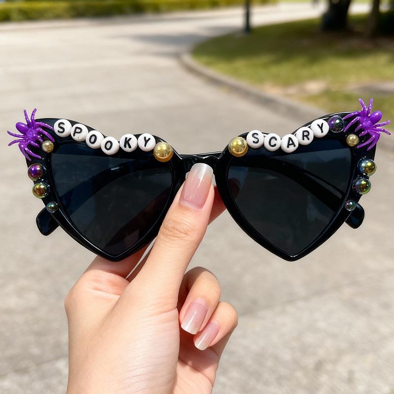 New men's and women's Halloween party skeleton ghost sunglasses pearl letter ghost glasses