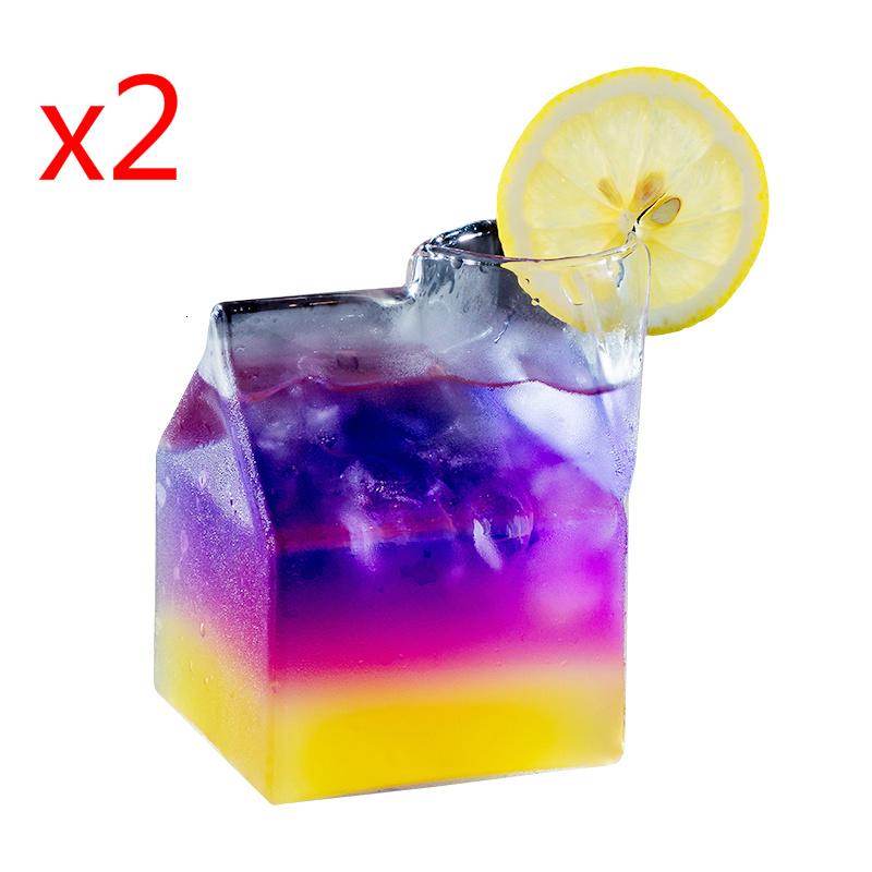 250ml Clear Cocktail Box Creative Friends Half Pint Creamer Square Milk Carton Box Cocktail Glass Juice Beverage Cold Drink Cup