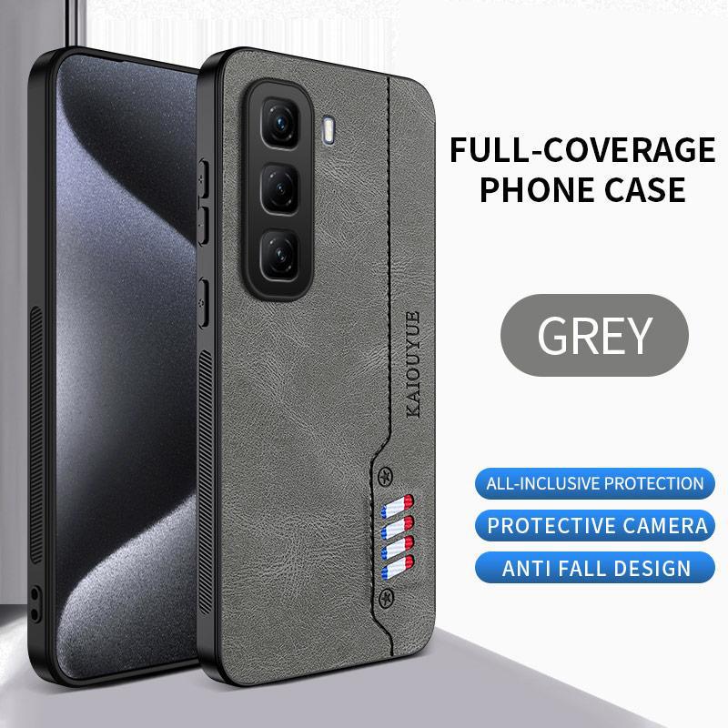 

Чехол для телефона Infinix HOT 60 Pro - Текстура наппа с ленточным покрытием, Легкий деловой стиль 60 серый