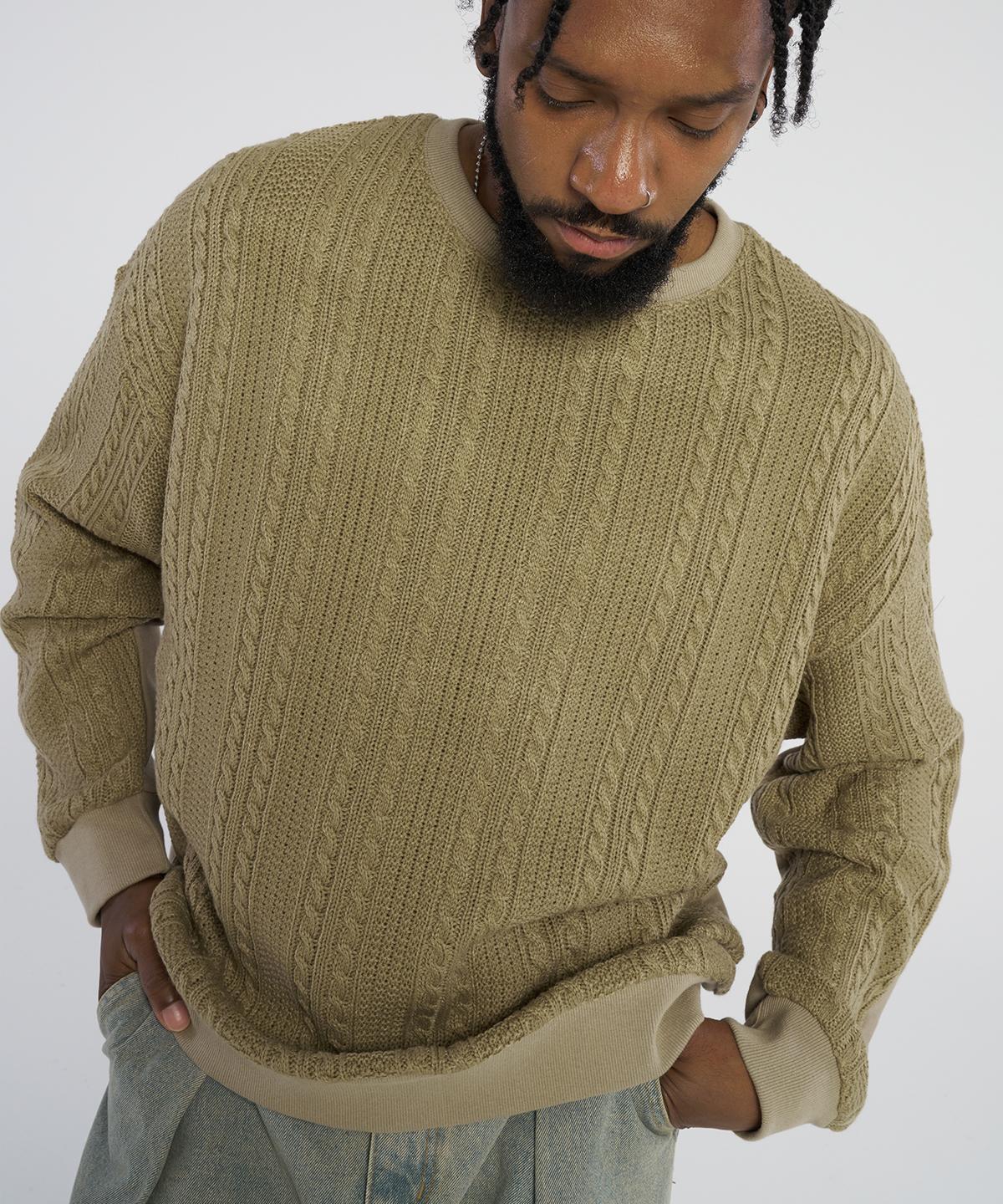 Tener Twisted Knitwear Colored Sweatshirt_Khaki F