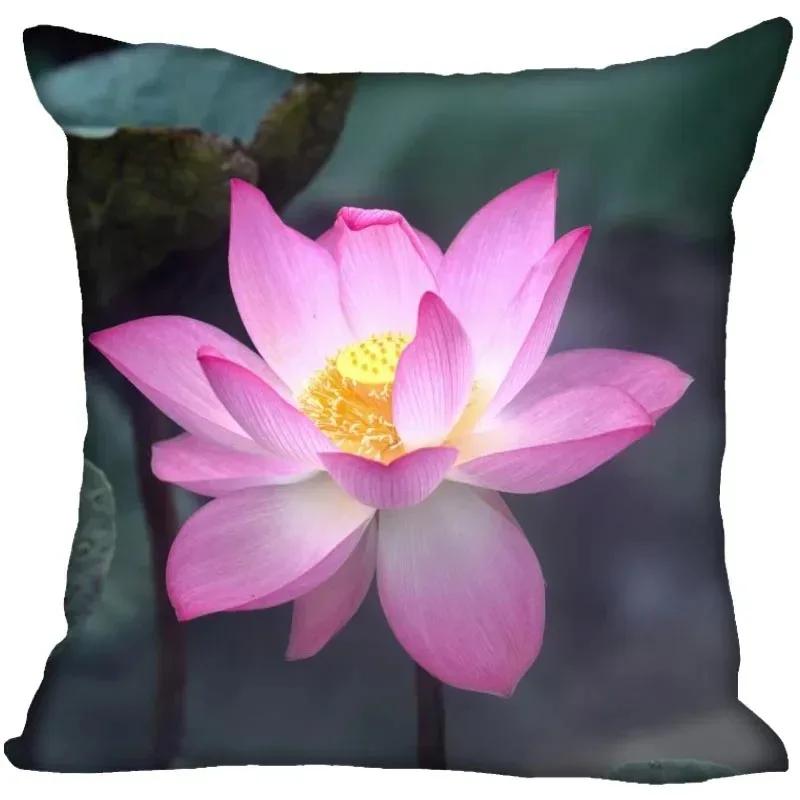 Luxury Home Decor Pillowcase Lotus Painting Art Pillowcase Living Room Sofa Cushion Cover