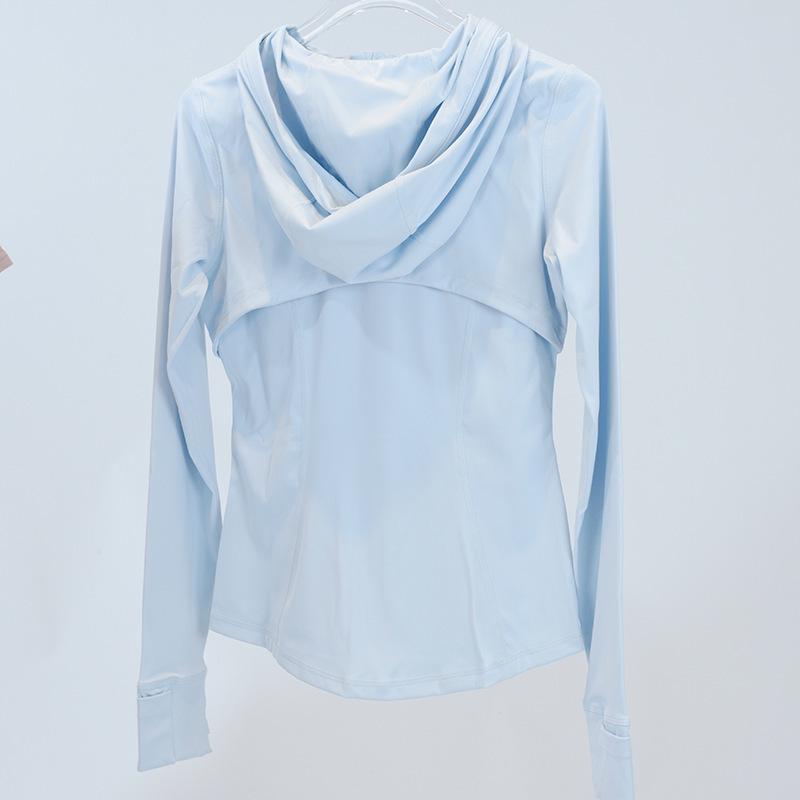 Damen Yoga Sportjacke mit Kapuze - Doppelseitig gebürstet, Hohe Elastizität, Slim Fit, Nude Feeling.