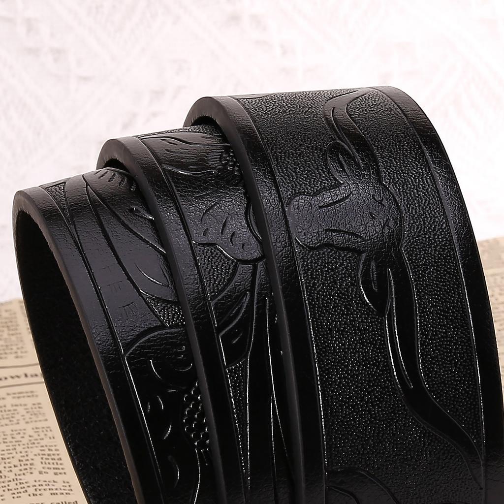 Men'S Belt Light Luxury Belt Men'S High-End Sense Bull'S Head Button Belt Men'S Trendy Men Can