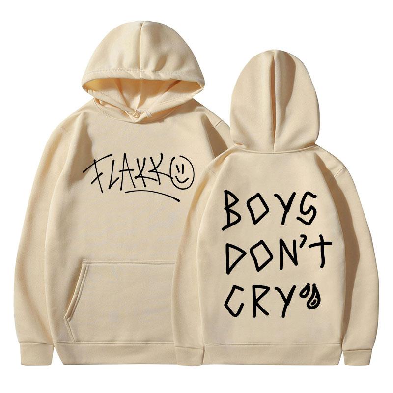 Rels B Flakk Smile Hoodies Boys Don't Cry Letter Print Men Women Fashion Hooded Sweatshirt Hip Hop Oversized Pullover Streetwear
