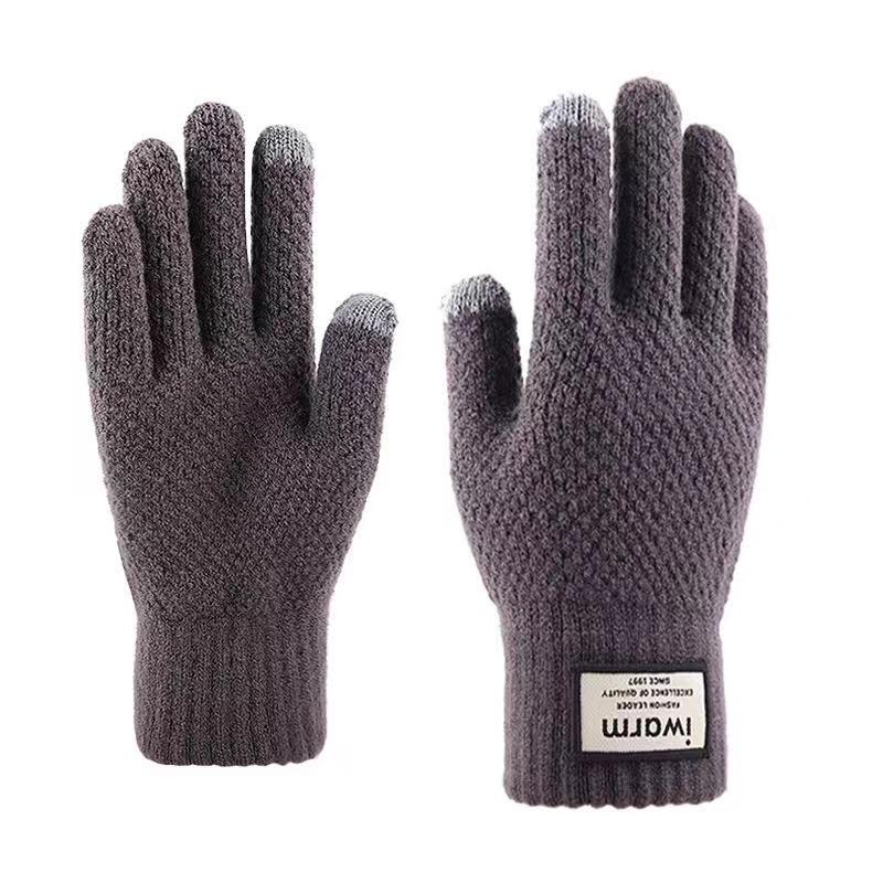 Winter Gloves Winter Girl Thickened Five-finger Student Cute Knitted Cold-proof Riding Touch Screen Warm Cycling Gloves