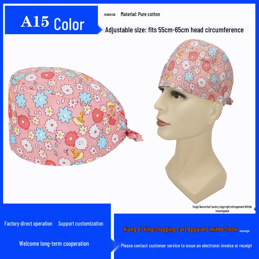 Pure Cotton Printed Surgical Cap for Nurses and Doctors