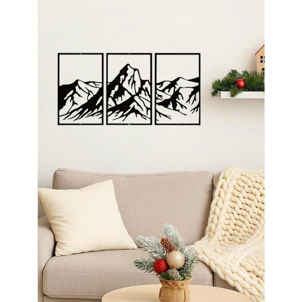 Handmade Metal Mountain Wall Decor, 3D Landscape Art Sculpture for Living Room, Modern Bedroom Home Decoration, Nature Inspired