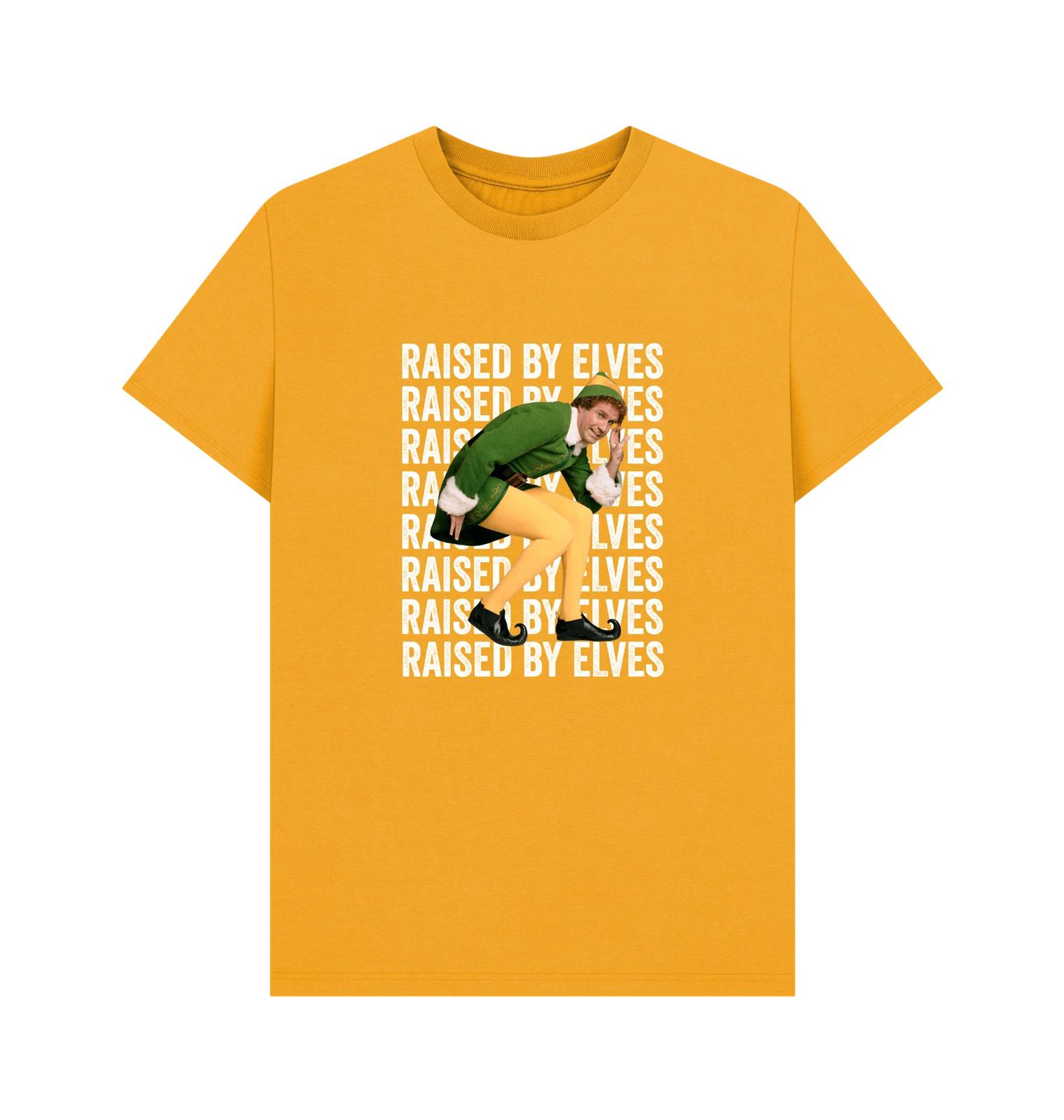 PREMIUM OFFICIAL Elf Elf  Raised By Elves  Graphic Yellow T-Shirt S