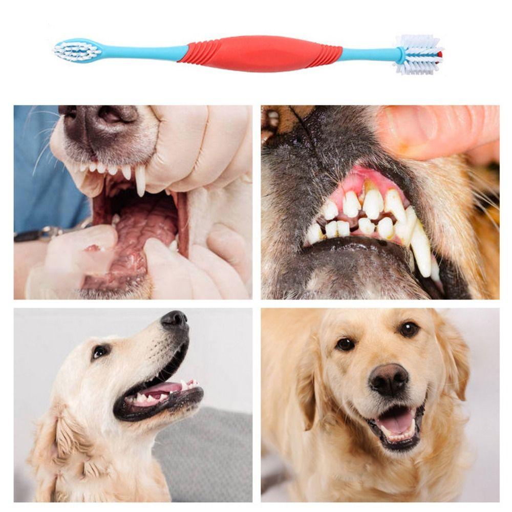 Plastic Pet Double Head Toothbrush 360° Pet Finger Toothbrush  For Dogs Cats