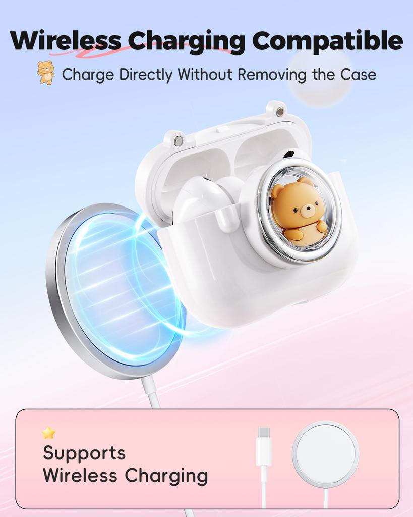 3D Cute Cartoon Case for AirPods Pro 3 Secure Lock Magnetic Pop Top PC Earphone Cover Shockproof Drop Protective Full Shell