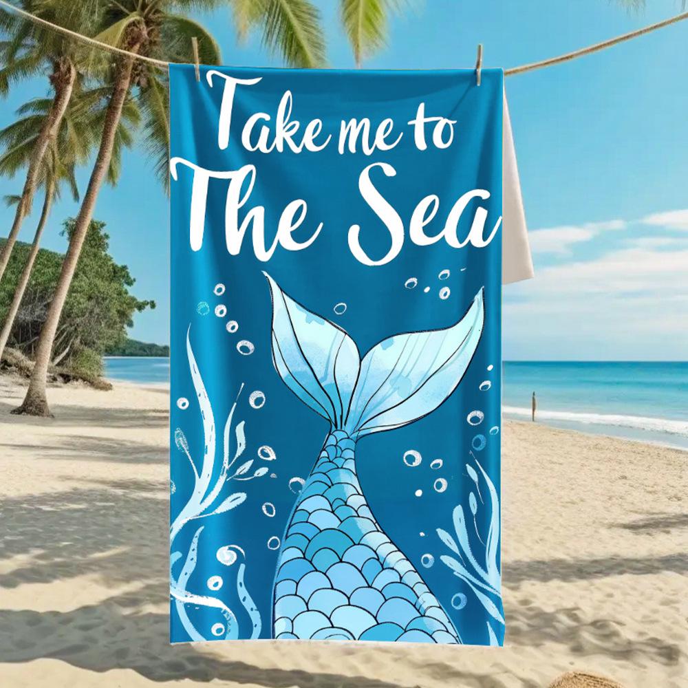 2026 Mermaid Tail Beach Towel Printed Towel Seaside Vacation Absorbent Beach Towel