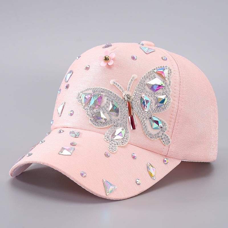 Cross-border colorful butterfly rhinestone baseball cap women's butterfly sequined sunshade cap spot women's baseball cap spring
