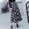 Belle Cie Check Korean Long Skirt, Long, Flared, Warm, Style, Skirt, Fluffy, Fall/Winter (ST/No. 27540) (XL, Red)
