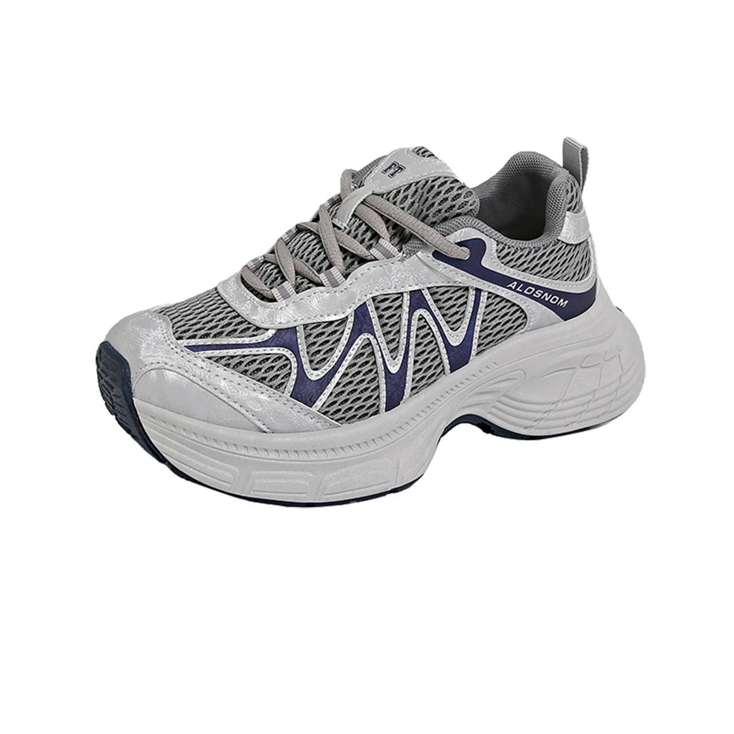 

[Uncle Shoes] Autumn platform dad shoes women s non-slip women s shoes ins2025 mesh casual sports shoes new 35 синий