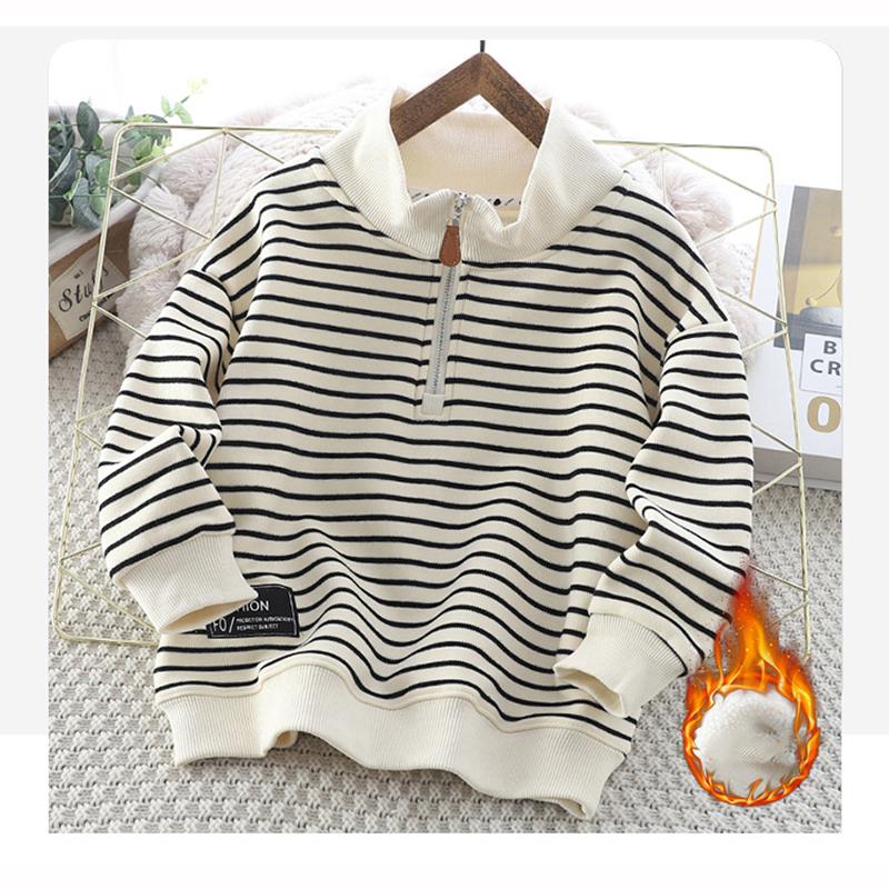 

Толстовка для мальчиков Весна Осень Повседневный пуловер для девочек Большие дети Лацкан Молния Спортивная одежда 110cm античный белый