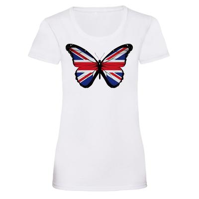 Union Jack Butterfly British Culture Womens Tee UK Flag