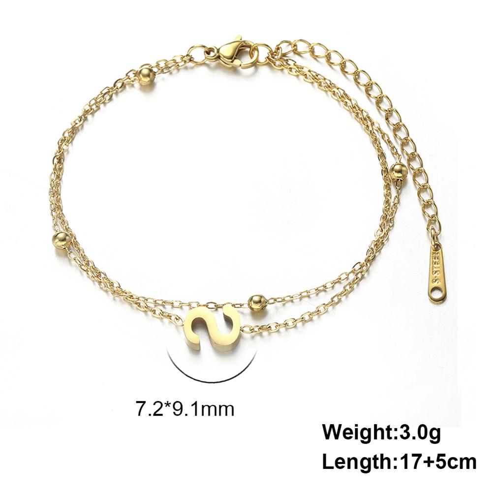 Cazador Stainless Steel Initial Letter Double Chains Bracelet for Women A-Z Alphabet Jewelry 2026 Bracelet On Hand Birthday Gift