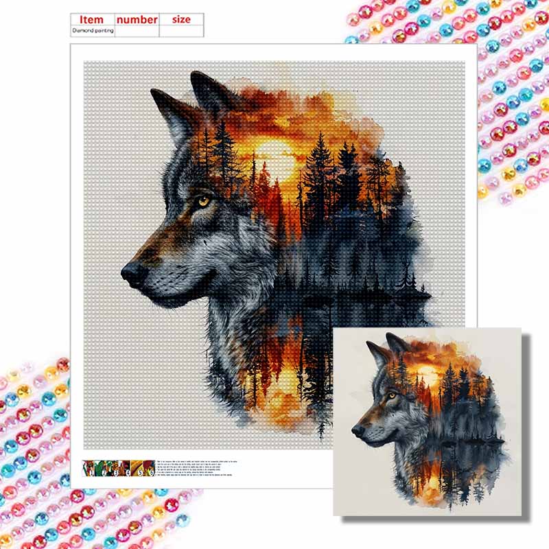 New Arrival 5D DIY Full Circle Diamond Painting "Wolf Shadow" Embroidery Cross Stitch Home Decor Gift
