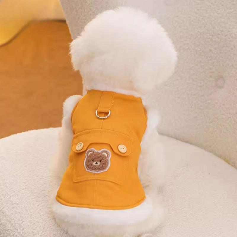 Dog Clothes with Fleece To Keep Warm Imitation Rabbit Fleece Burrs with Leash Vest Small Dog Bigbear Pet Clothing