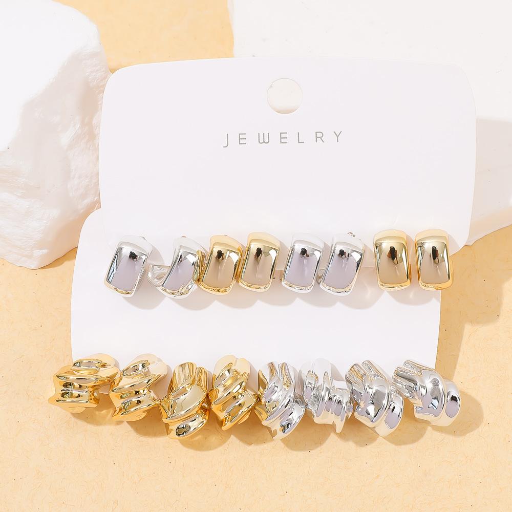 European and American irregular earrings geometric stainless steel personalized fashion stud earrings K gold titanium steel irregular light luxury