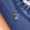 Fashion Simple 925 Sterling Silver Personality Blue Crystal Moon Cat Sweet Necklaces  XL041