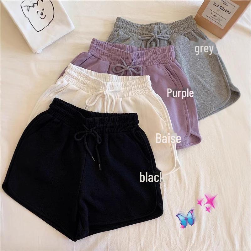 Damskie spodenki sportowe na lato w stylu koreańskim z wysokim stanem i w dużych rozmiarach