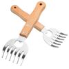 Meat Shredding Claws X2 - Stainless Steel Bear Claws with Long Wood Handles for Effortless BBQ Shre