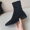 High Quality Ladies Sheep Suede Ankle Boots Chunky Low Heel Round toe Boots Fashion Women Slip-on Winter Boots Shoes 34-43